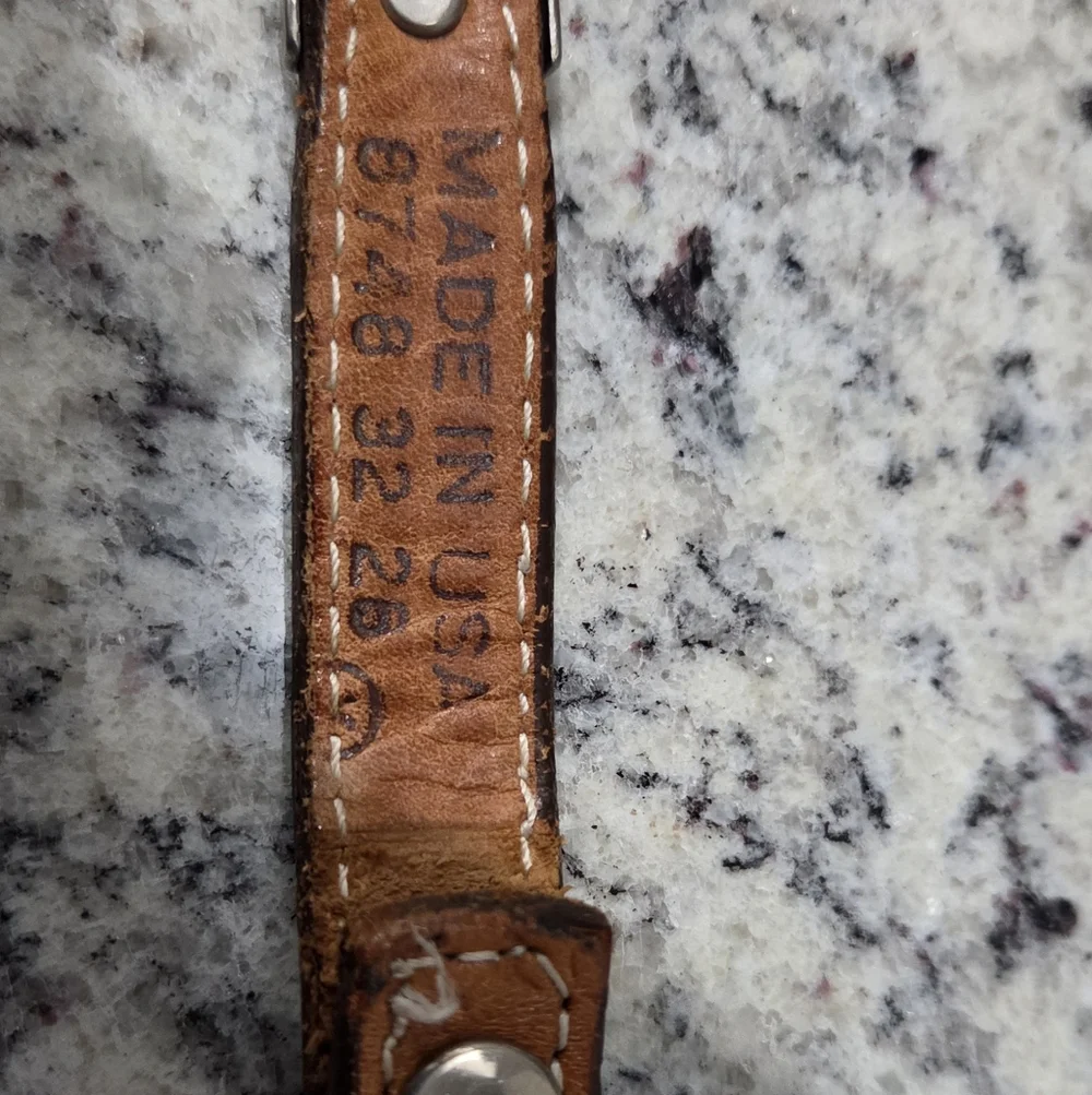 Western Leather Belt Hand Tooled Silver Buckle Conchos Made in USA 32" Unisex - Picture 5 of 8